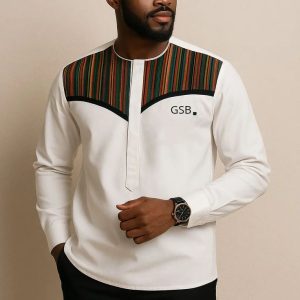 Men's long Sleeve Ankara Print Shirt