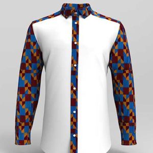 Men's long Sleeve Ankara Print Shirt