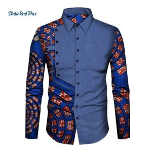 Men's long Sleeve Ankara Print Shirt